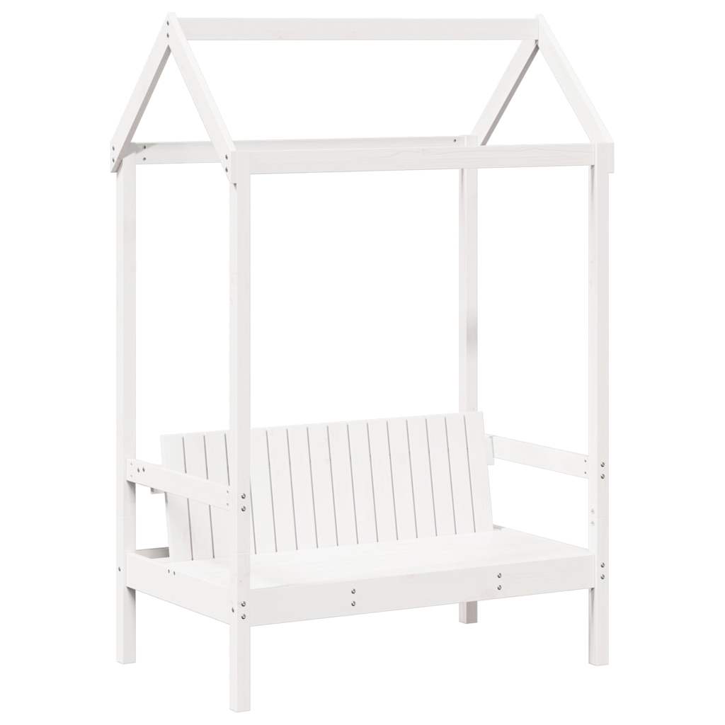 Kinderbed met huisje en bankje massief grenenhout wit 80x200 cm