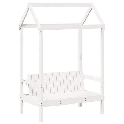 Kinderbed met huisje en bankje massief grenenhout wit 80x200 cm