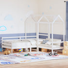 Kinderbed huisje bankje 80x200 cm massief grenenhout wit