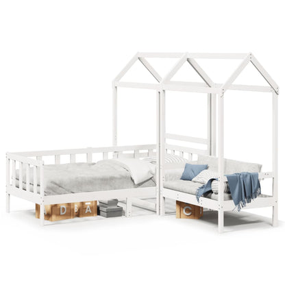 Kinderbed Met Huisje En Bankje Massief Grenenhout 80 x 200 cm Wit