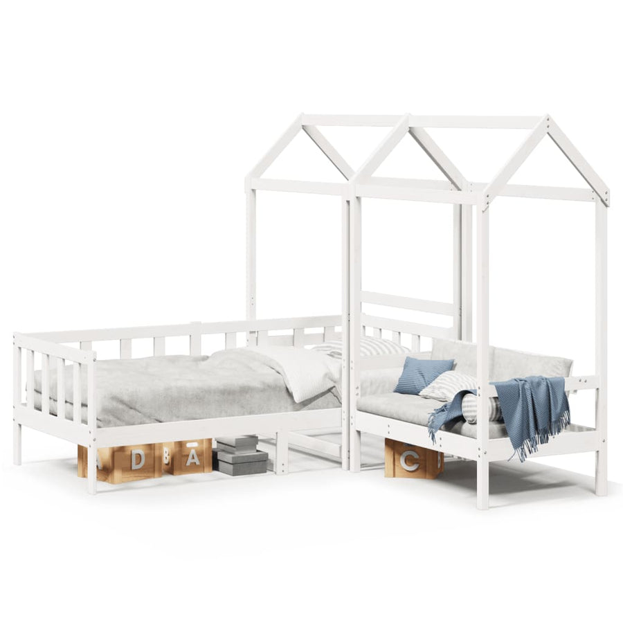 Kinderbed Met Huisje En Bankje Massief Grenenhout 80 x 200 cm Wit