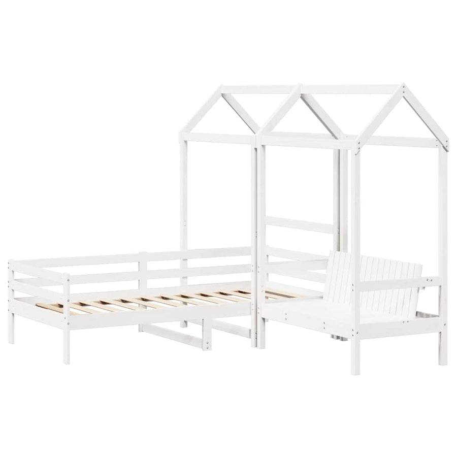 Kinderbed Met Huisje En Bankje Massief Grenenhout 80 x 200 cm Wit