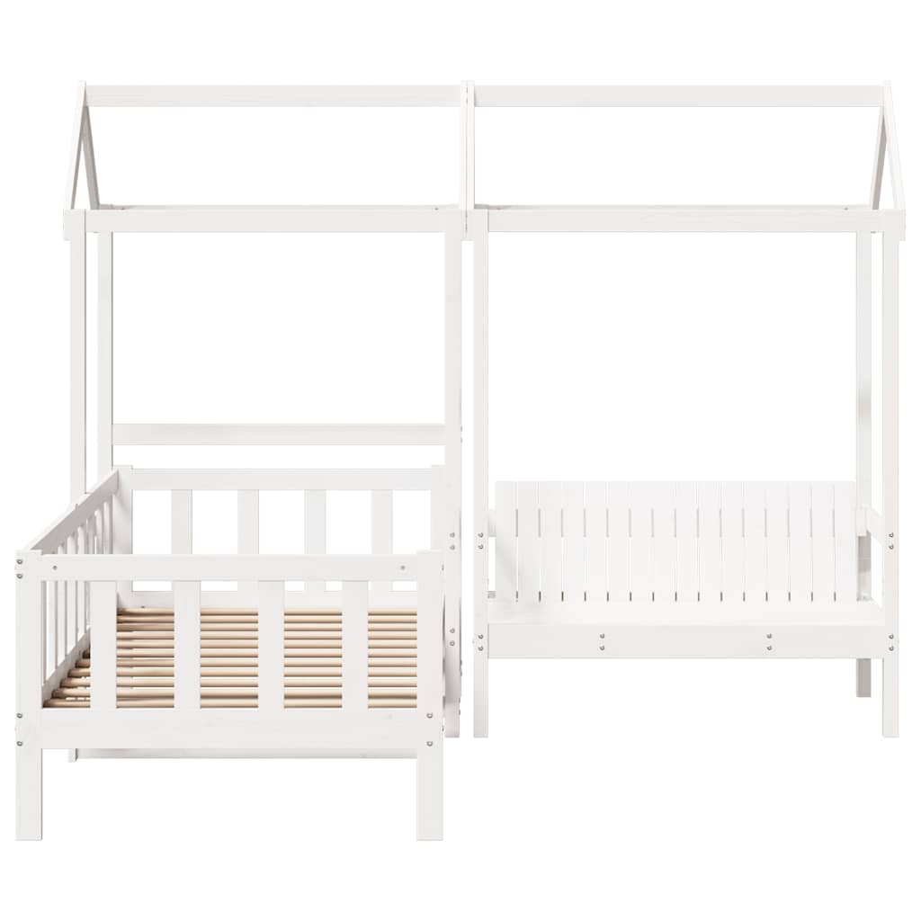 Kinderbed Met Huisje En Bankje Massief Grenenhout 80 x 200 cm Wit