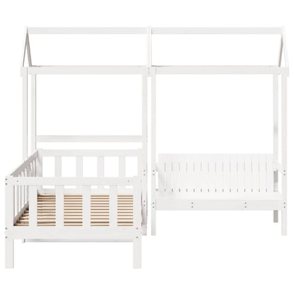 Kinderbed Met Huisje En Bankje Massief Grenenhout 80 x 200 cm Wit