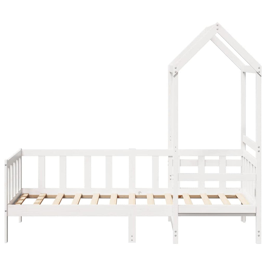 Kinderbed Met Huisje En Bankje Massief Grenenhout 80 x 200 cm Wit