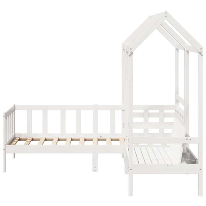 Kinderbed Met Huisje En Bankje Massief Grenenhout 80 x 200 cm Wit