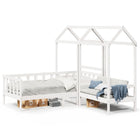 Kinderbed met bank en huisje massief grenenhout wit 90x190 cm