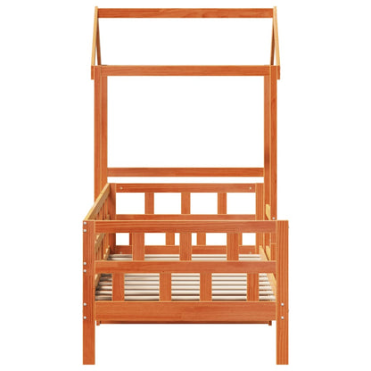 Kinderbed met huisje massief grenenhout wasbruin 90x200 cm