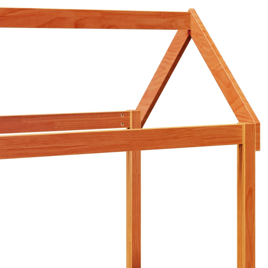 Kinderbed met huisje massief grenenhout wasbruin 90x200 cm