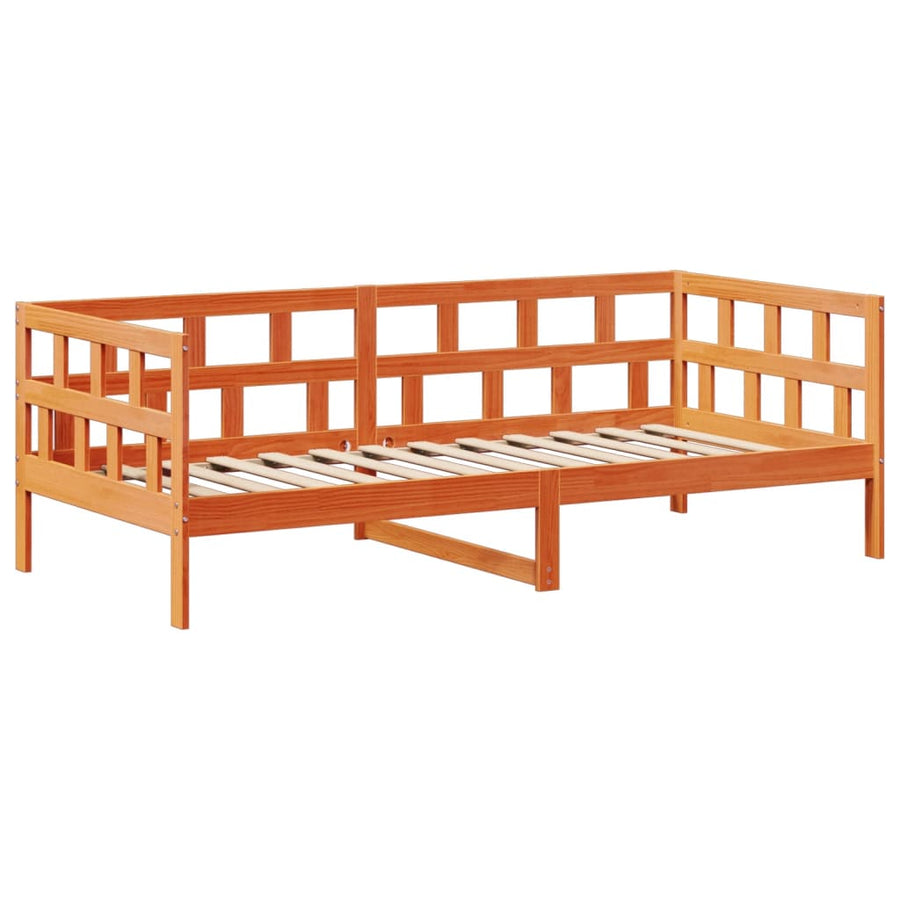 Kinderbedset met huisje massief grenenhout wasbruin 90x200 cm