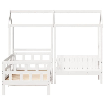Kinderbedset met huisje massief grenenhout wit 80x200 cm