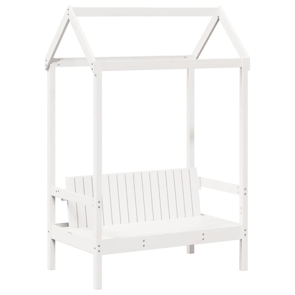 Kinderbedset met huisje massief grenenhout wit 80x200 cm