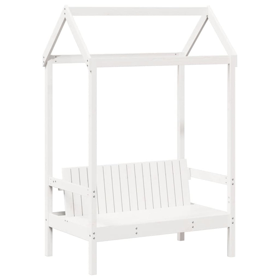 Kinderbedset met huisje massief grenenhout wit 80x200 cm