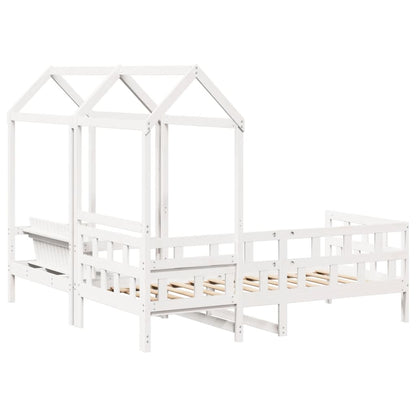 Kinderbedset met huisje massief grenenhout wit 80x200 cm