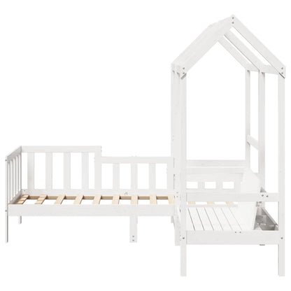 Kinderbed met huisje en bankje massief grenenhout wit 80x200 cm