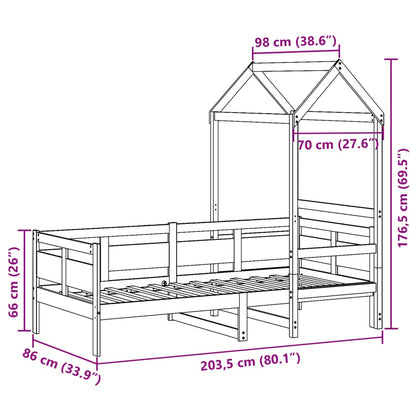 Slaapbank met huisje 80x200 cm massief grenenhout