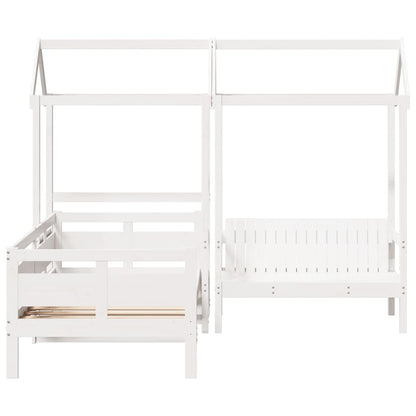 Kinderbed met huisje en bankje massief grenenhout wit 80x200 cm