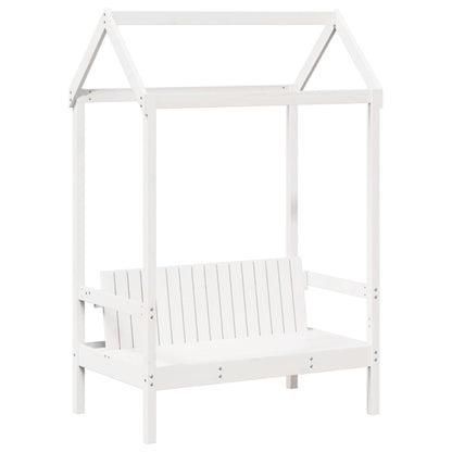 Kinderbed met huisje en bankje massief grenenhout wit 80x200 cm
