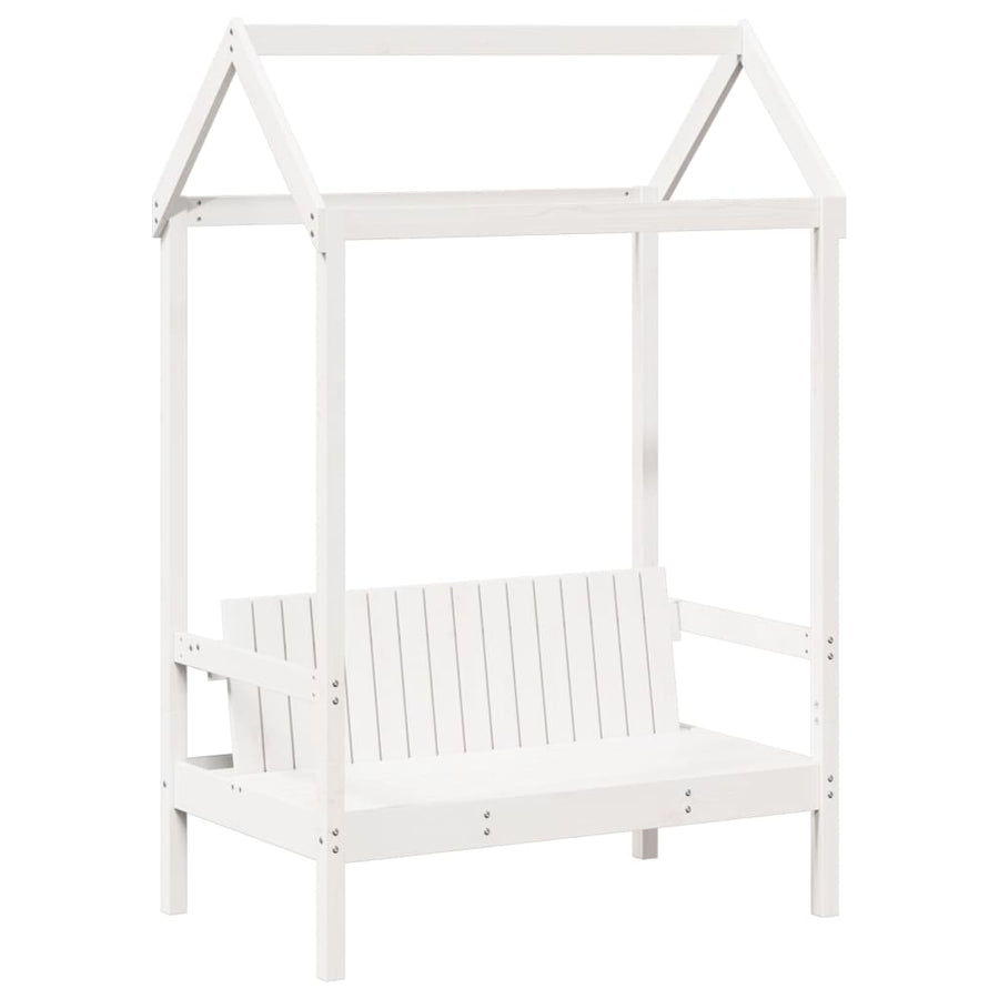 Kinderbed met huisje en bankje massief grenenhout wit 80x200 cm
