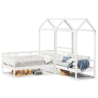 Kinderbed met bank en huisje massief grenenhout wit 90x190 cm