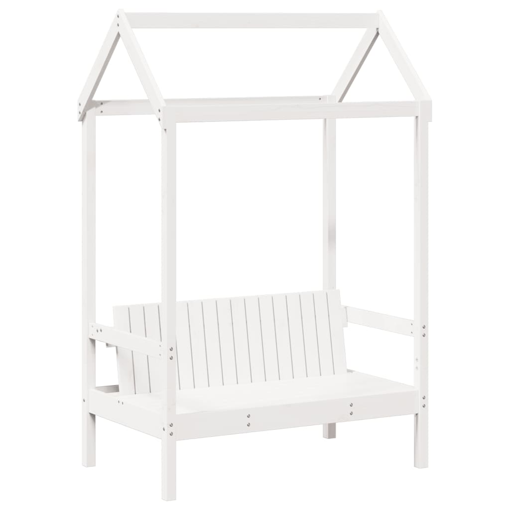 Kinderbed met huisje en bankje massief grenenhout wit 80x200 cm