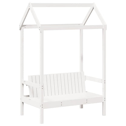 Kinderbed met huisje en bankje massief grenenhout wit 80x200 cm