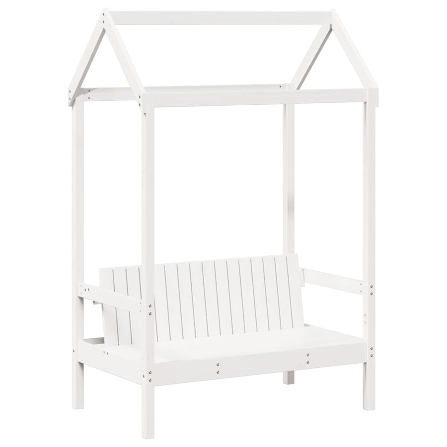 Kinderbed met huisje en bankje massief grenenhout wit 80x200 cm