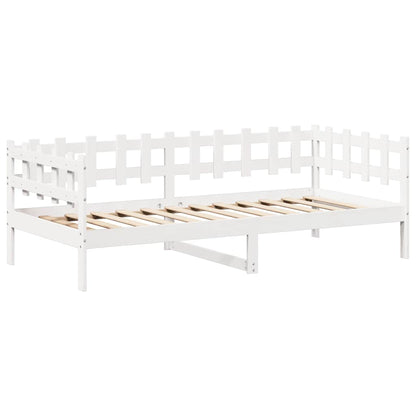 Kinderbed met huisje en bankje massief grenenhout wit 80x200 cm