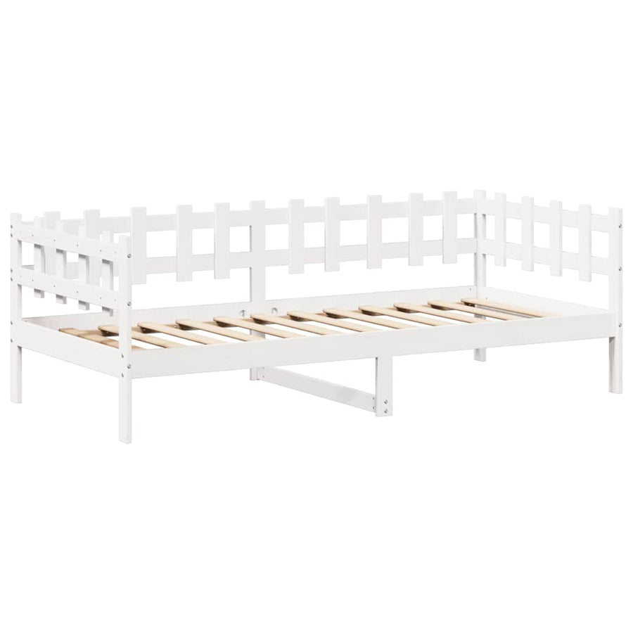 Kinderbed met huisje en bankje massief grenenhout wit 80x200 cm