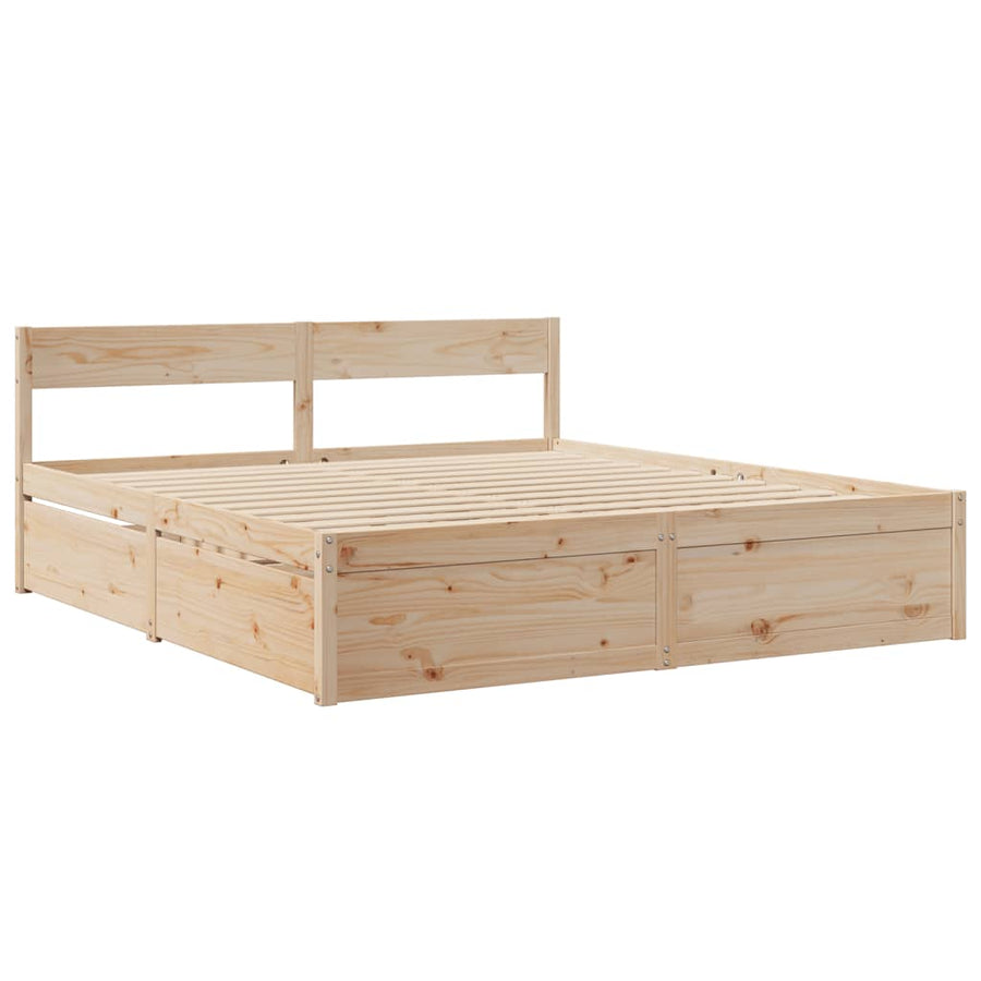 Bedframe met lades massief grenenhout 200x200 cm