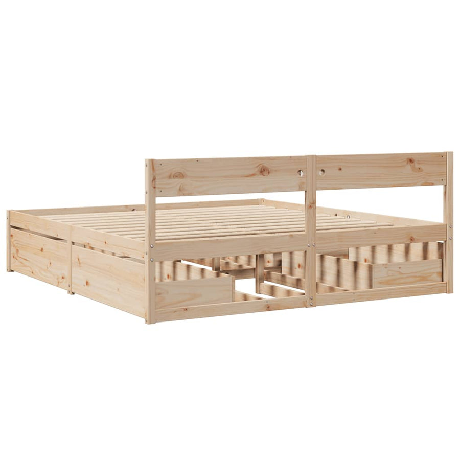 Bedframe met lades massief grenenhout 200x200 cm