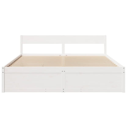 Bedframe met lades massief grenenhout wit 200x200 cm