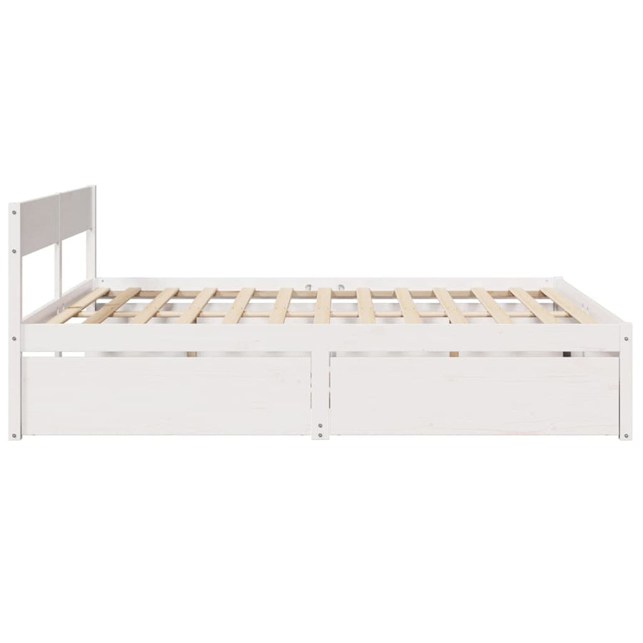 Bedframe met lades massief grenenhout wit 200x200 cm