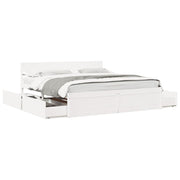 Bedframe massief grenenhout wit 200x200 cm