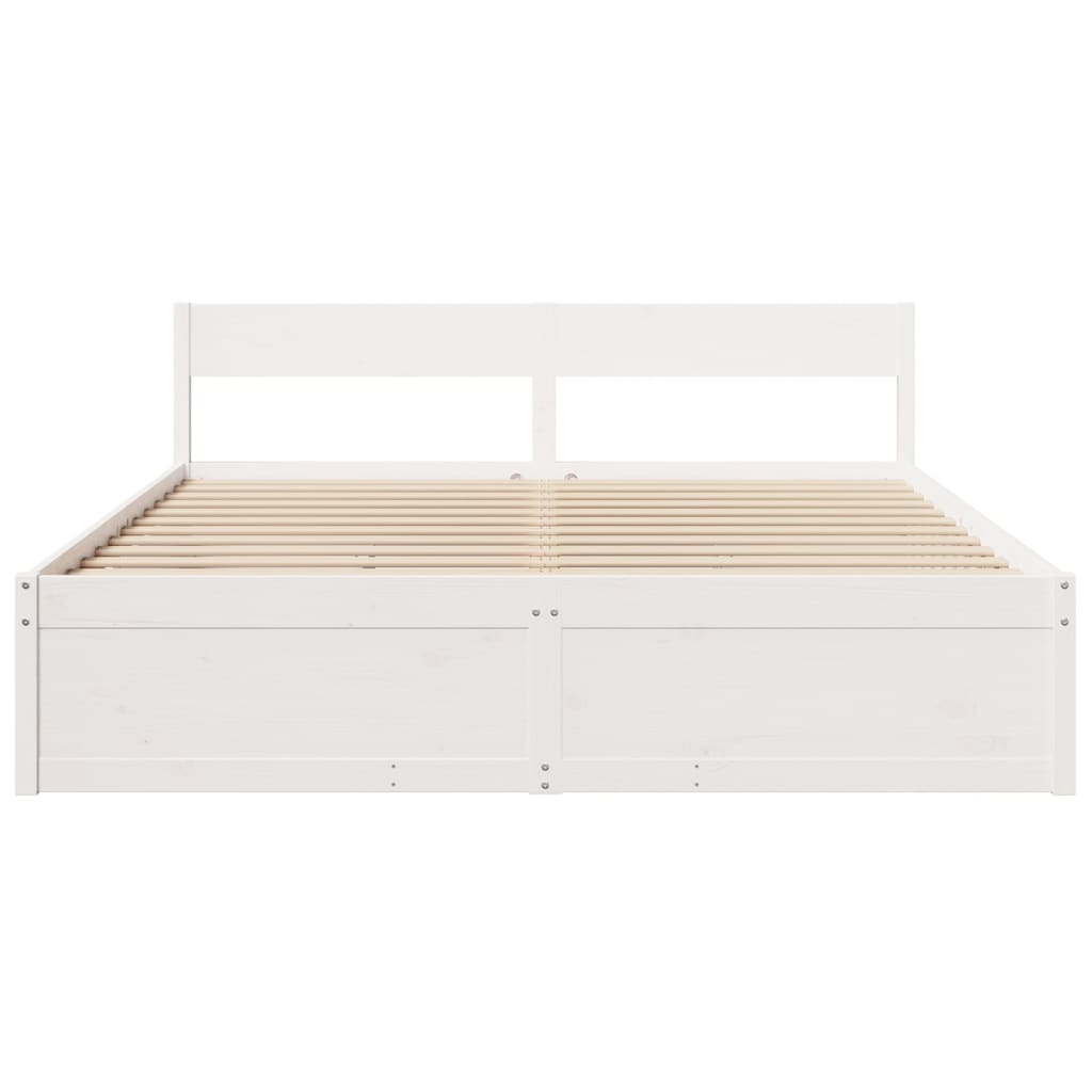 Bedframe met lades massief grenenhout wit 180x200 cm