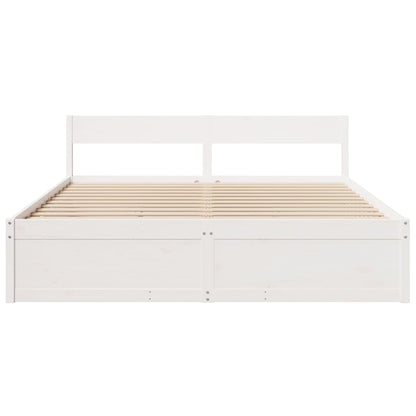 Bedframe met lades massief grenenhout wit 180x200 cm