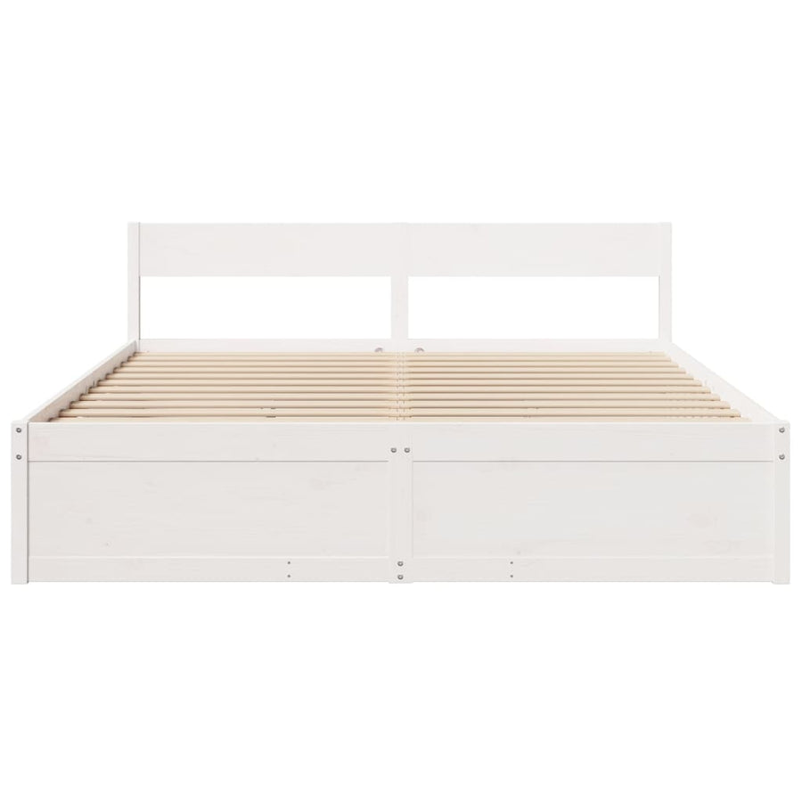 Bedframe met lades massief grenenhout wit 180x200 cm