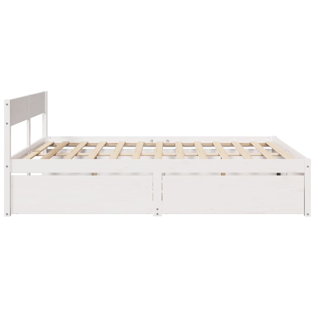 Bedframe met lades massief grenenhout wit 180x200 cm