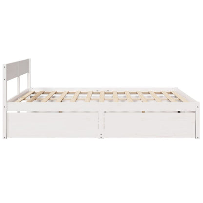 Bedframe met lades massief grenenhout wit 180x200 cm
