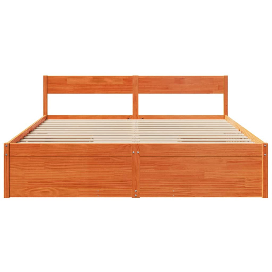 Bedframe met lades massief grenenhout wasbruin 180x200 cm
