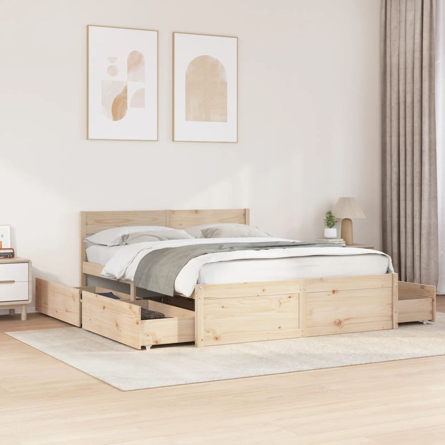 Bedframe met lades massief grenenhout 160x200 cm