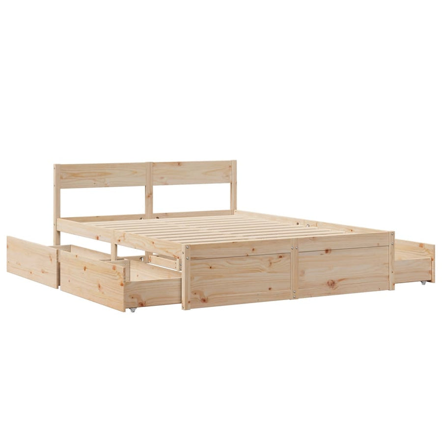 Bedframe met lades massief grenenhout 160x200 cm
