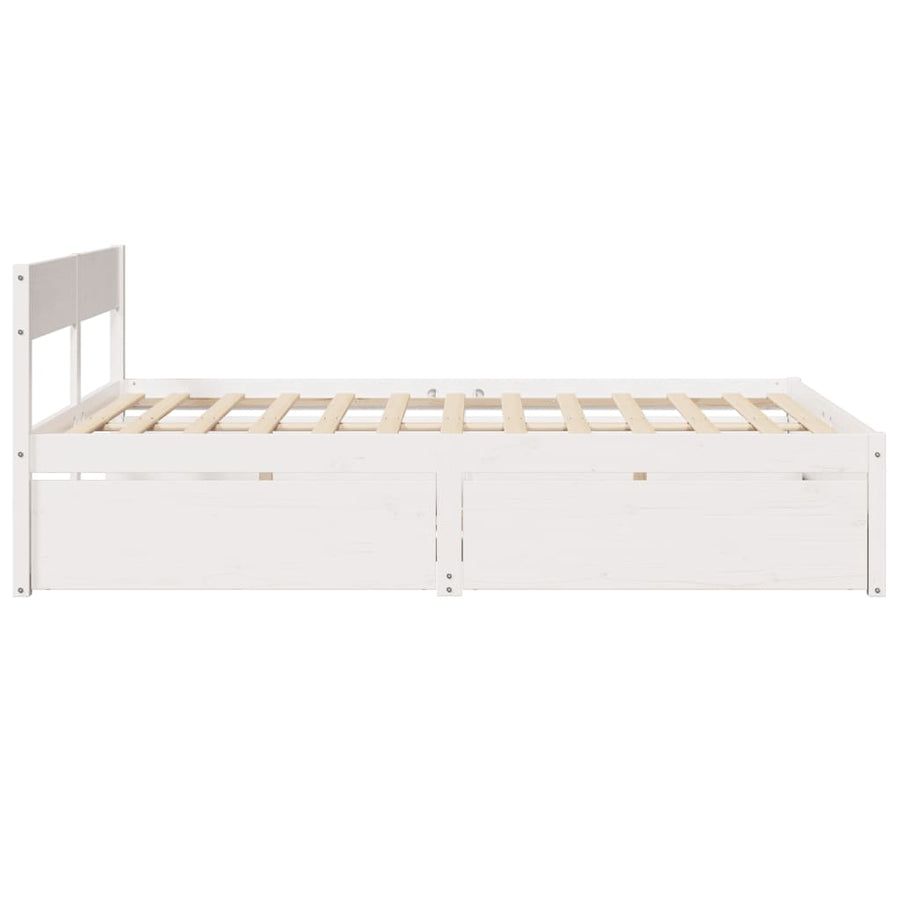 Bedframe met lades massief grenenhout wit 160x200 cm