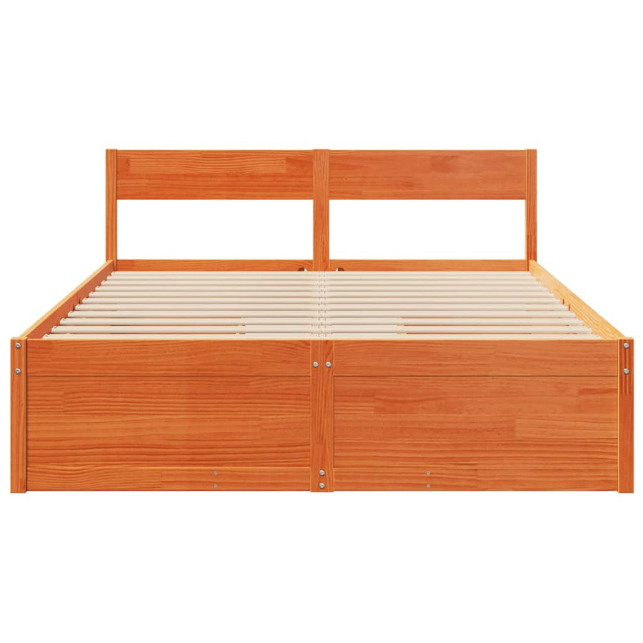 Bedframe met lades massief grenenhout wasbruin 160x200 cm