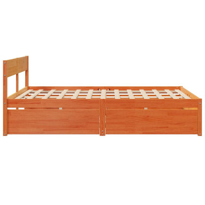Bedframe met lades massief grenenhout wasbruin 160x200 cm