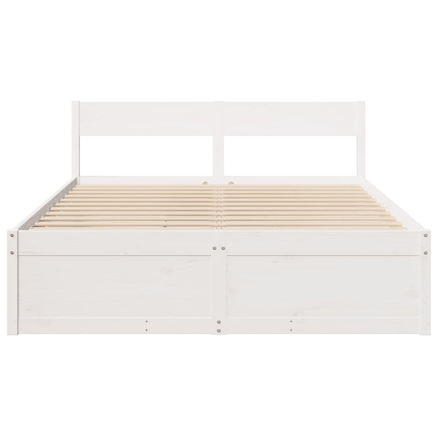 Bedframe met lades massief grenenhout wit 150x200 cm