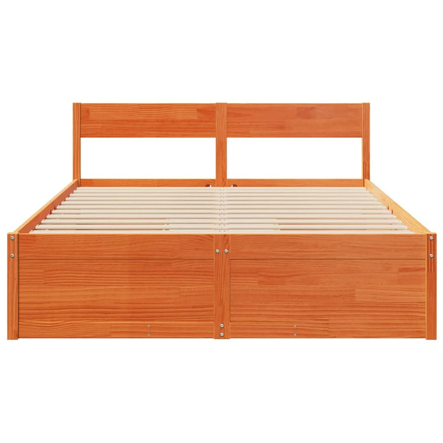 Bedframe met lades massief grenenhout wasbruin 150x200 cm