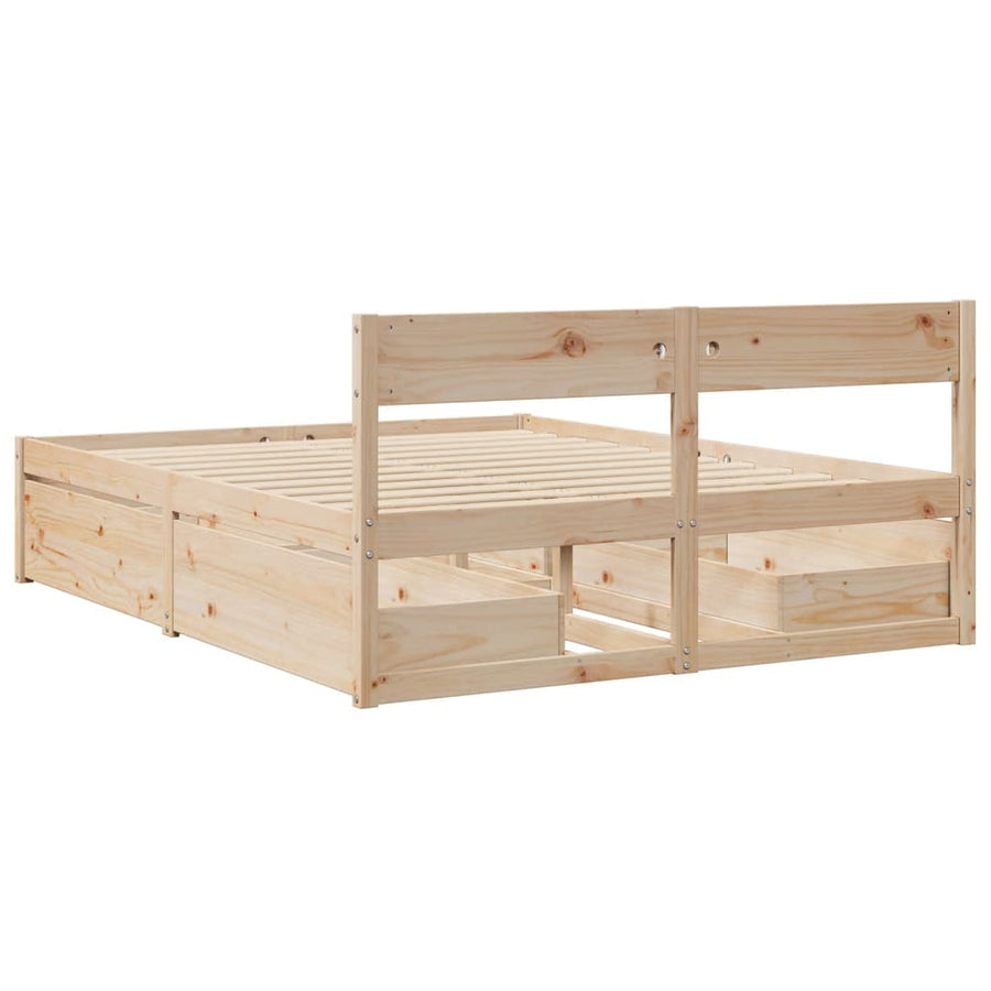 Bedframe met lades massief grenenhout 140x200 cm