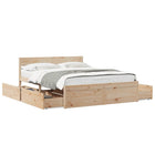 Bedframe massief grenenhout 140x200 cm met lades