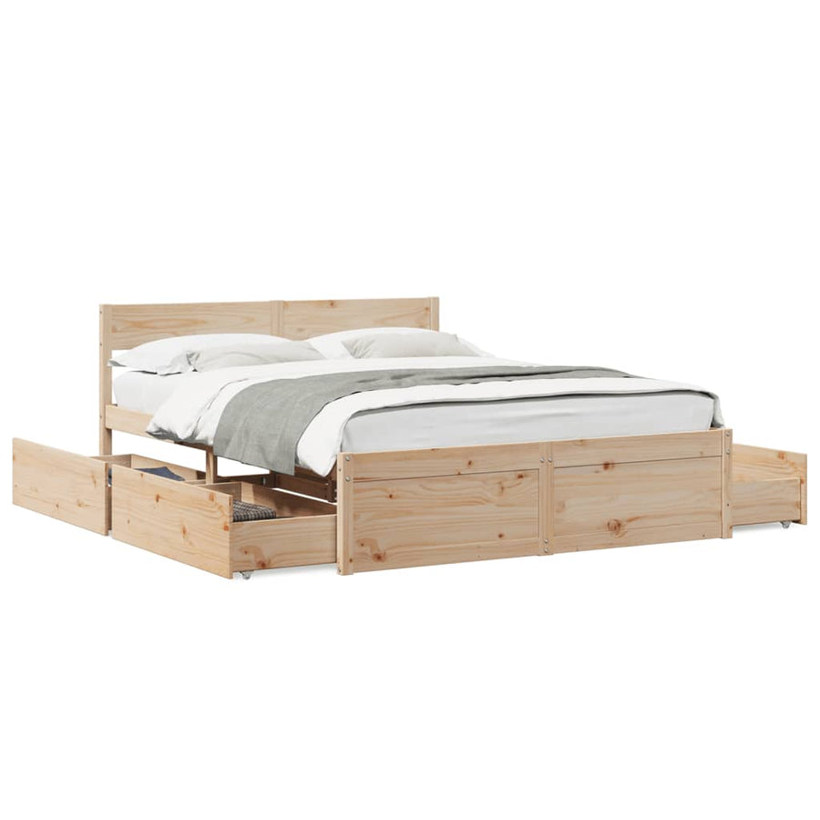 Bedframe met lades massief grenenhout 140x200 cm